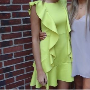 ASOS lime/yellow ruffle dress
